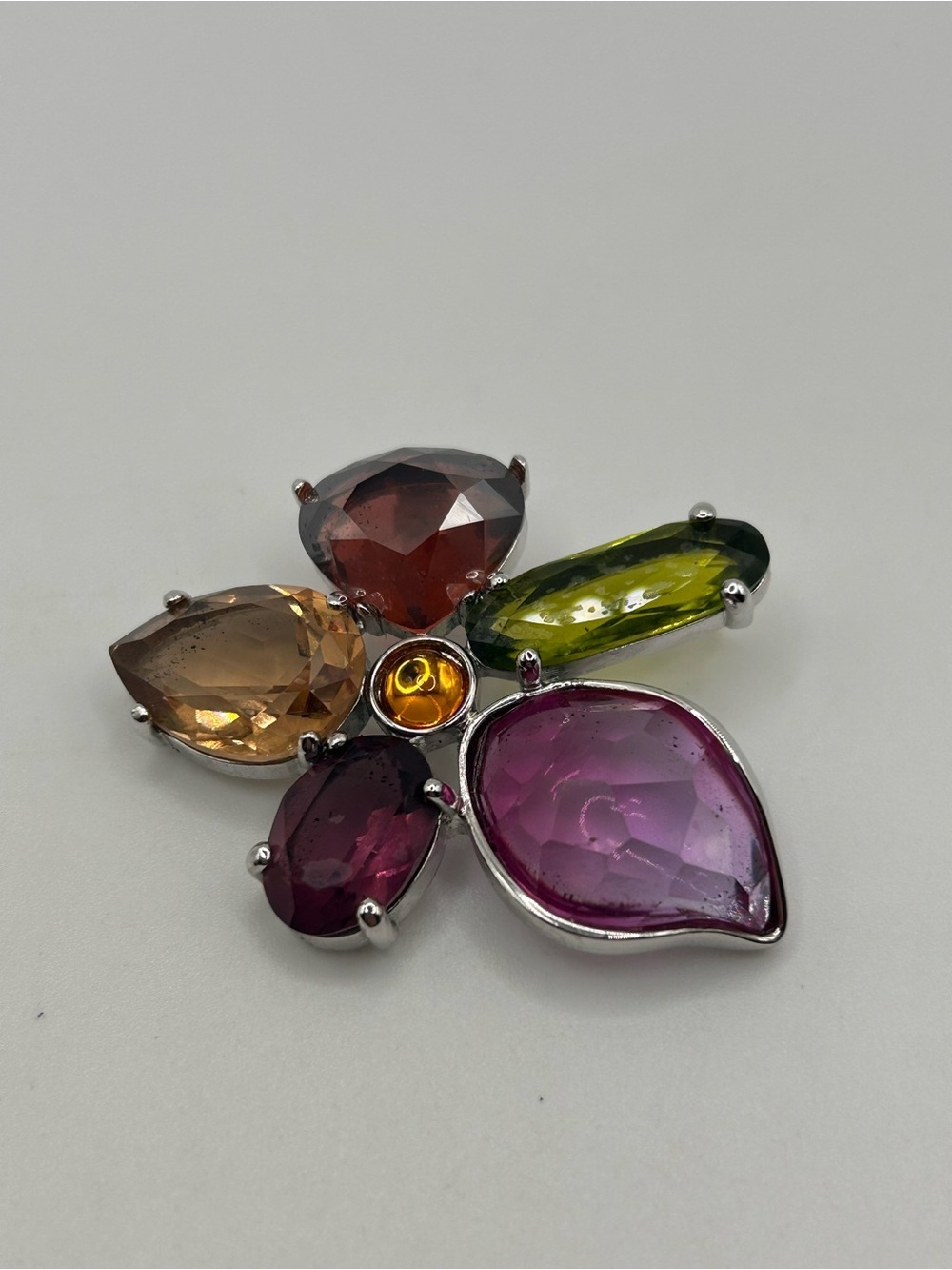 Vintage Swarovski silver tone flower pendant
